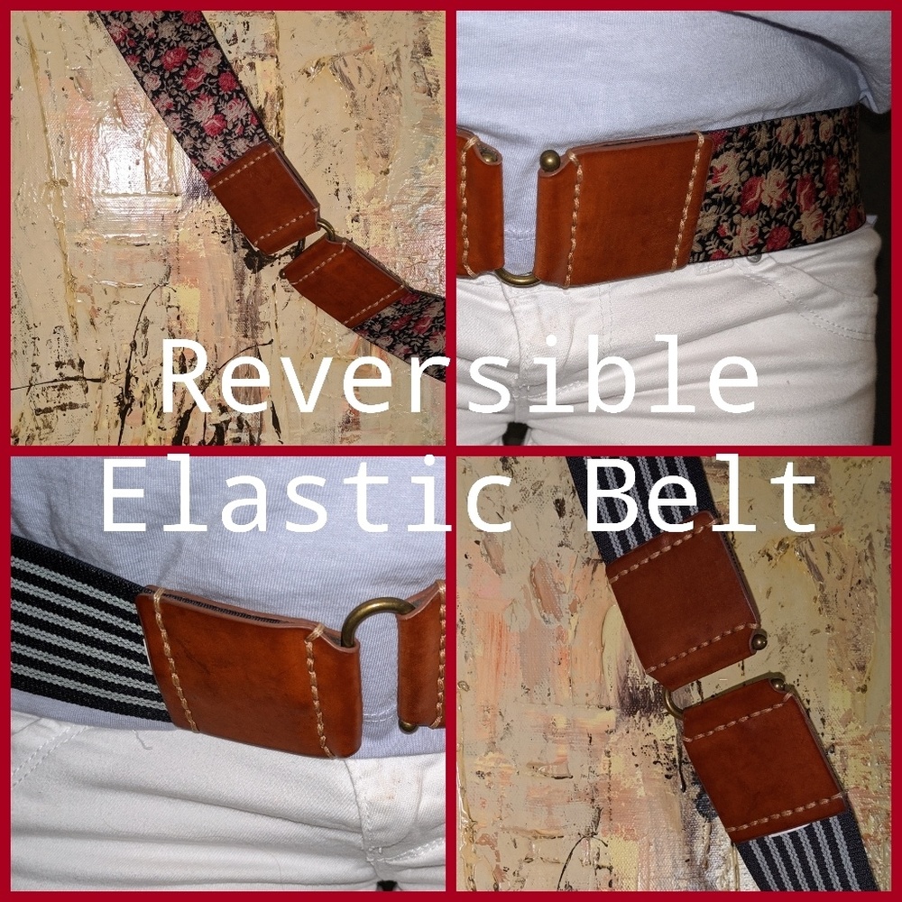 Striped Reversible Stretch Belt s/m